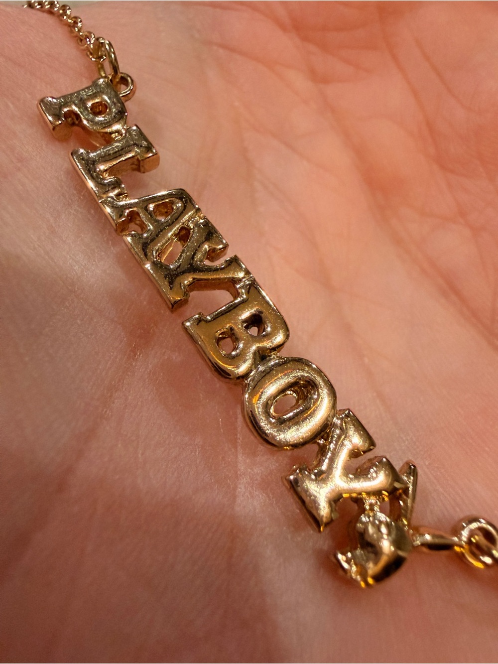 Playboy Gold Logo Letter Nameplate Masthead Necklace y2k 2000s